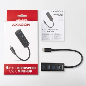 AXAGON HUE-M1C, 4x USB 3.2 Gen 1 MINI hub, kovový, kabel USB-C 20cm - obrázek 5