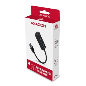 AXAGON HUE-M1A, 4x USB 3.2 Gen 1 MINI hub, kovový, kabel USB-A 20cm - obrázek 2