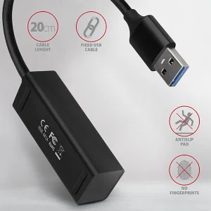 AXAGON HUE-M1A, 4x USB 3.2 Gen 1 MINI hub, kovový, kabel USB-A 20cm - obrázek 4