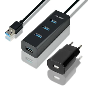 AXAGON HUE-S2BP, 4x USB 3.0 CHARGING hub, vč. AC adaptéru, kabel USB-A 1.2m - obrázek 4