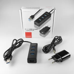 AXAGON HUE-S2BP, 4x USB 3.0 CHARGING hub, vč. AC adaptéru, kabel USB-A 1.2m - obrázek 7