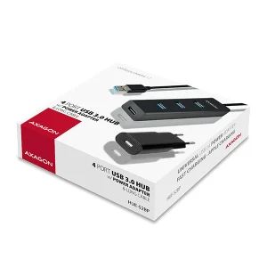 AXAGON HUE-S2BP, 4x USB 3.0 CHARGING hub, vč. AC adaptéru, kabel USB-A 1.2m - obrázek 8