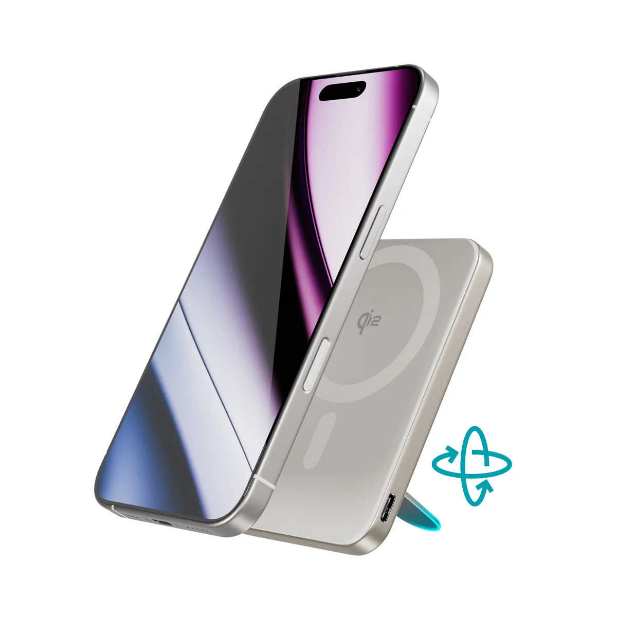 Epico Qi2 5000mAh Alu Mag+ Stand PB EM52 - titan