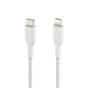 BELKIN kabel oplétaný USB-C - Lightning, 1m, bílý - obrázek 2
