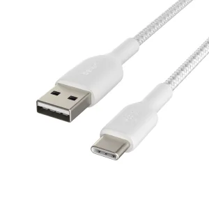 BELKIN kabel oplétaný USB-C - USB-A, 2m, bílý - obrázek 2