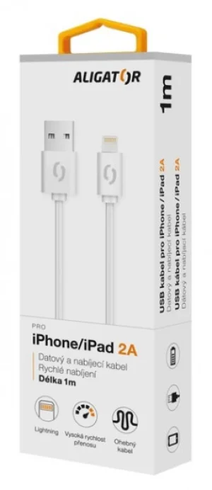 ALIGATOR Datový kabel 2A, Lightning bílý - obrázek 2