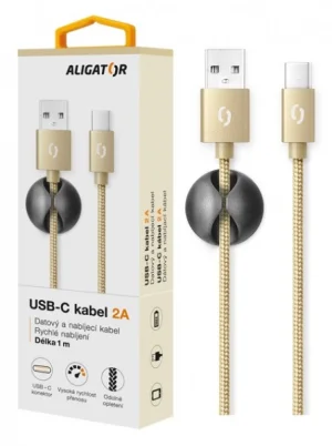 ALIGATOR PREMIUM Datový kabel 2A, USB-C zlatý - obrázek 2