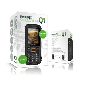 EVOLVEO StrongPhone Q1, IP68 odolný Dual SIM telefon, 2,4"LCD, 1800mAh, černo-oranžový - obrázek 5