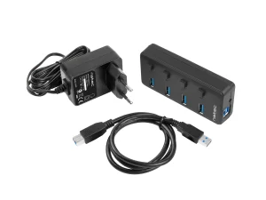 Natec Mantis 2 aktivní rozbočovač s funkcí nabíjení 4x USB 3.0 HUB, vypínač, napájecí adaptér - obrázek 5