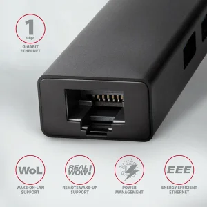 AXAGON HMC-GL3A, USB 3.2 Gen 1 hub, porty 3x USB-A + Gigabit Ethernet, kovový, kabel USB-C 20cm - obrázek 6