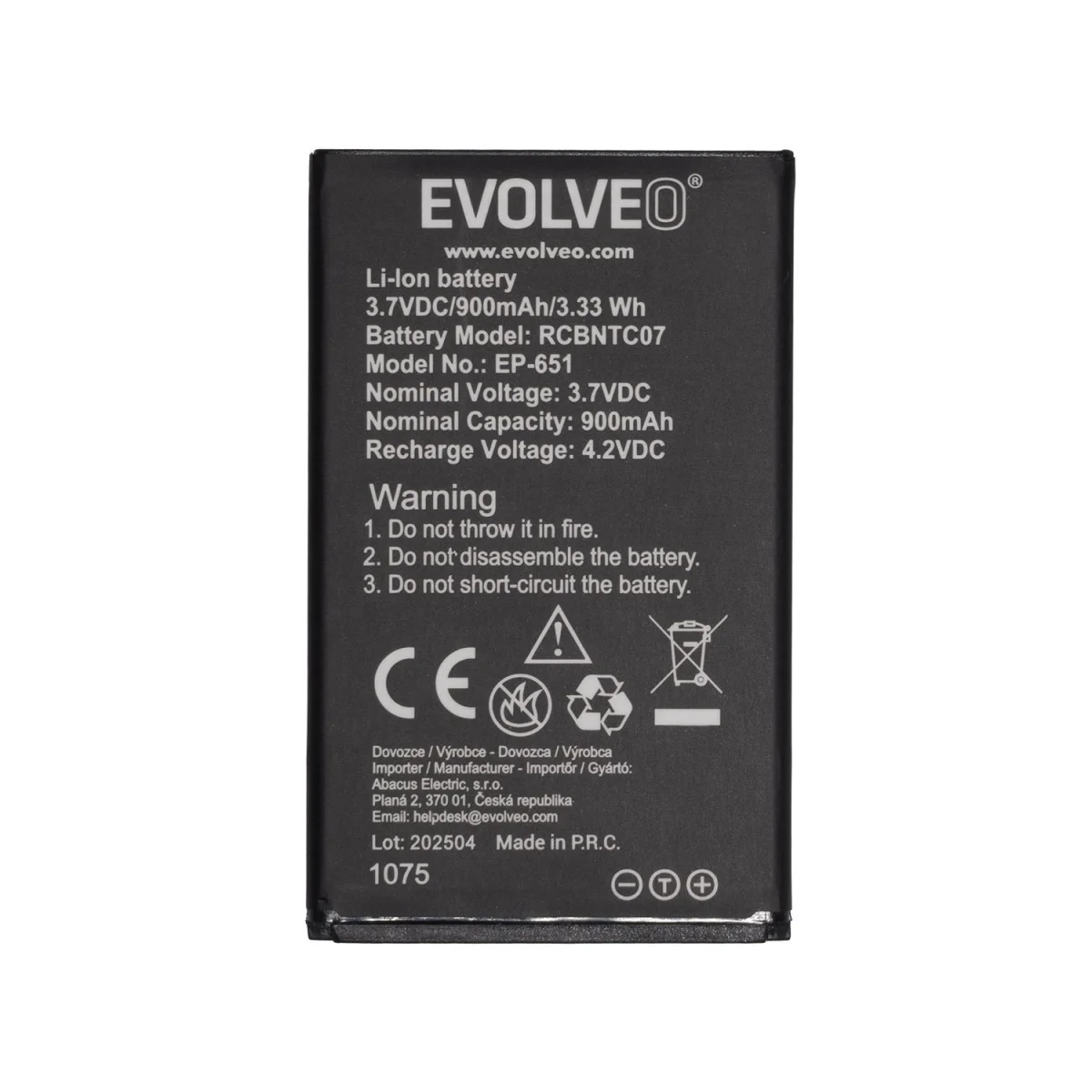 EVOLVEO orig. baterie 900 mAh pro EasyPhone XG (EP-650)