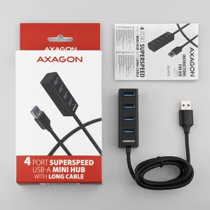 AXAGON HUE-M1AL, 4x USB 3.2 Gen 1 MINI hub, kovový, kabel USB-A 1.2m - obrázek 5