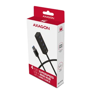AXAGON HUE-M1AL, 4x USB 3.2 Gen 1 MINI hub, kovový, kabel USB-A 1.2m - obrázek 6