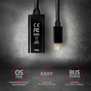 AXAGON RVDM-HI14N, Mini DisplayPort -> HDMI 1.4 redukce / adaptér, 4K/30Hz - obrázek 4