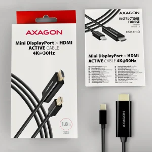 AXAGON RVDM-HI14C2, Mini DisplayPort -> HDMI 1.4 redukce / kabel 1.8 m, 4K/30Hz - obrázek 3