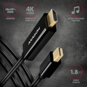 AXAGON RVDM-HI14C2, Mini DisplayPort -> HDMI 1.4 redukce / kabel 1.8 m, 4K/30Hz - obrázek 5