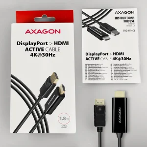AXAGON RVD-HI14C2, DisplayPort -> HDMI 1.4 redukce / kabel 1.8m, 4K/30Hz - obrázek 3