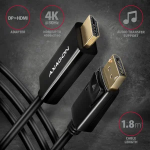 AXAGON RVD-HI14C2, DisplayPort -> HDMI 1.4 redukce / kabel 1.8m, 4K/30Hz - obrázek 5