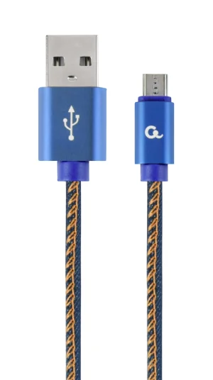 Gembird oplétaný denim USB-A/microUSB kabel 1m