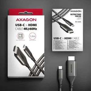 AXAGON RVC-HI2MC, USB-C -> HDMI 2.0a redukce / kabel 1.8m, 4K/60Hz HDR10 - obrázek 3
