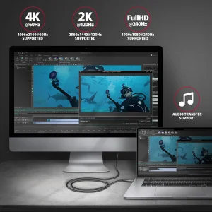 AXAGON RVC-HI2MC, USB-C -> HDMI 2.0a redukce / kabel 1.8m, 4K/60Hz HDR10 - obrázek 7