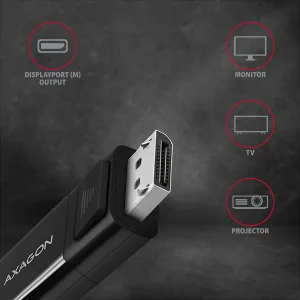AXAGON RVC-DPC, USB-C -> DisplayPort redukce / kabel 1.8m, 4K/60Hz - obrázek 4