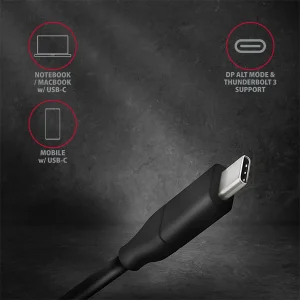 AXAGON RVC-DPC, USB-C -> DisplayPort redukce / kabel 1.8m, 4K/60Hz - obrázek 5