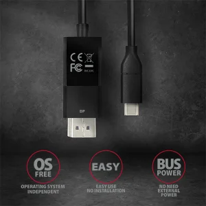 AXAGON RVC-DPC, USB-C -> DisplayPort redukce / kabel 1.8m, 4K/60Hz - obrázek 6