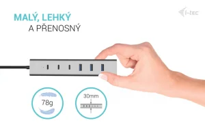 i-tec USB-C/USB-A Charging Metal HUB 7 Port (3x USB-C, 4x USB-A) - obrázek 5