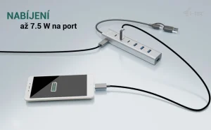 i-tec USB-C/USB-A Charging Metal HUB 7 Port (3x USB-C, 4x USB-A) - obrázek 8