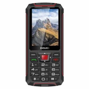 EVOLVEO StrongPhone W4, IP68 odolný Dual SIM telefon, 2,8"LCD, 2500mAh, Powerbanka, černo-červený