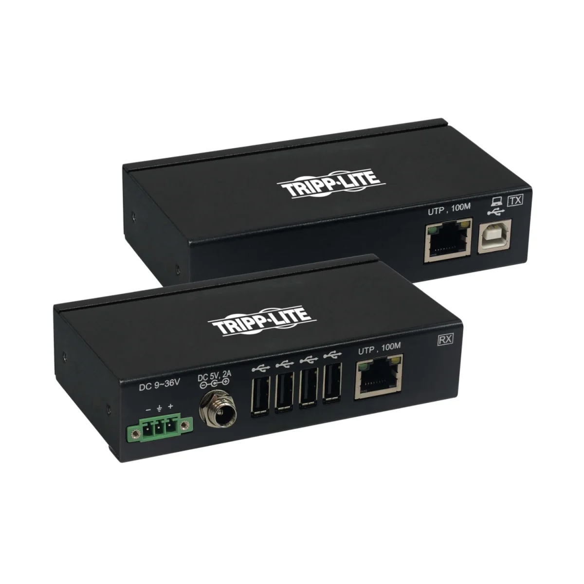 Extender, 4-port USB 2.0 přes Cat6, ESD ochrana, PoC, průmyslový, možnost montáže, 100mm