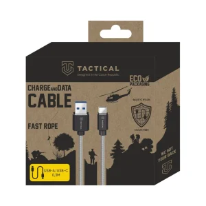 Tactical Fast Rope Aramid Cable USB-A/USB-C 0.3m Grey - obrázek 4