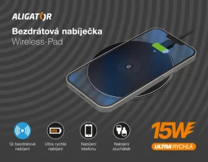 ALIGATOR bezdrátová nabíječka Aligator Pad 15W černá - obrázek 6