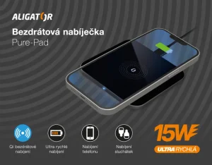 ALIGATOR bezdrátová nabíječka Aligator Pure-Pad 15W, černá - obrázek 4