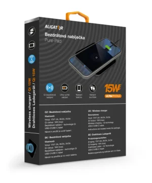 ALIGATOR bezdrátová nabíječka Aligator Pure-Pad 15W, černá - obrázek 6