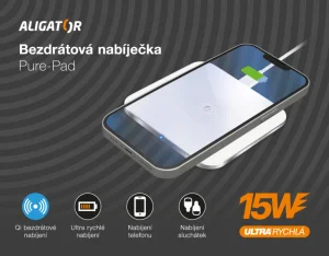 ALIGATOR bezdrátová nabíječka Aligator Pure-Pad 15W, bílá - obrázek 4