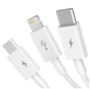 Baseus CAMLTYS-02 Superior Fast Charging Datový Kabel 3v1 USB-C, Lightning, MicroUSB 1.5m White - obrázek 3