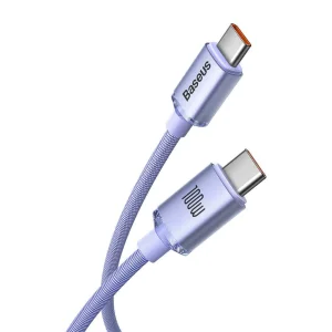 Baseus CAJY000705 Crystal Shine Series Datový Kabel USB-C - USB-C 100W 2m Purple - obrázek 2