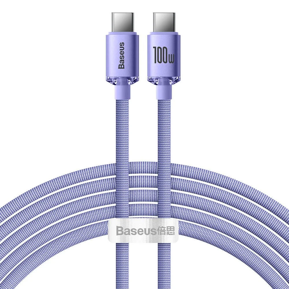 Baseus CAJY000705 Crystal Shine Series Datový Kabel USB-C - USB-C 100W 2m Purple
