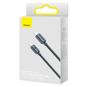 Baseus CAJY000701 Crystal Shine Series Datový Kabel USB-C - USB-C 100W 2m Black - obrázek 2