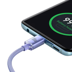 Baseus CAJY000605 Crystal Shine Series Datový Kabel USB-C - USB-C 100W 1,2m Purple - obrázek 4