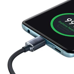 Baseus CAJY000601 Crystal Shine Series Datový Kabel USB-C - USB-C 100W 1,2m Black - obrázek 2