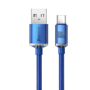Baseus CAJY000403 Crystal Shine Series Datový Kabel USB - USB-C 100W 1,2m Blue - obrázek 2