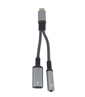 PremiumCord Redukce USB-C /3,5mm jack s DAC chipem + USB-C pro nabíjení 13cm - obrázek 2