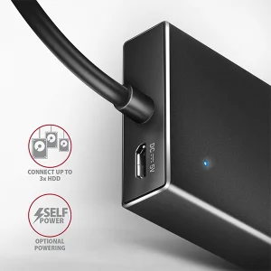 AXAGON HUE-F7A, 7x USB 3.2 Gen 1 ALU FLAT CHARGING hub, micro USB napájecí konektor, kabel USB-A 1m - obrázek 3