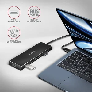 AXAGON HUE-F7A, 7x USB 3.2 Gen 1 ALU FLAT CHARGING hub, micro USB napájecí konektor, kabel USB-A 1m - obrázek 4