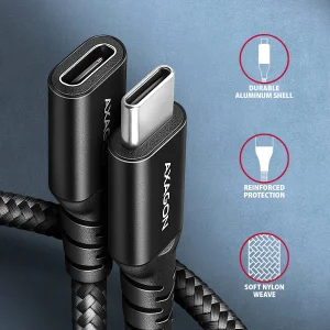 AXAGON BUCM32-CF05AB prodlužovací kabel USB-C (M) <-> USB-C (F), 0.5m, USB 20Gbps, PD 240W ALU oplet - obrázek 6