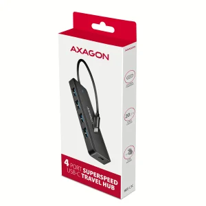 AXAGON HUE-C1C, 4x USB 5Gbps TRAVEL hub, USB-C napájecí konektor, kabel USB-C 19cm - obrázek 2