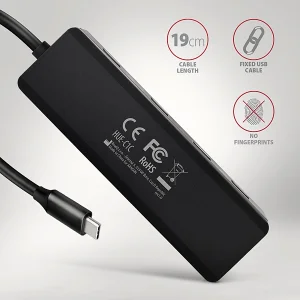 AXAGON HUE-C1C, 4x USB 5Gbps TRAVEL hub, USB-C napájecí konektor, kabel USB-C 19cm - obrázek 4